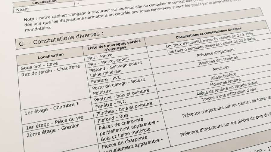 rapport de constat de diagnostic parasitaire